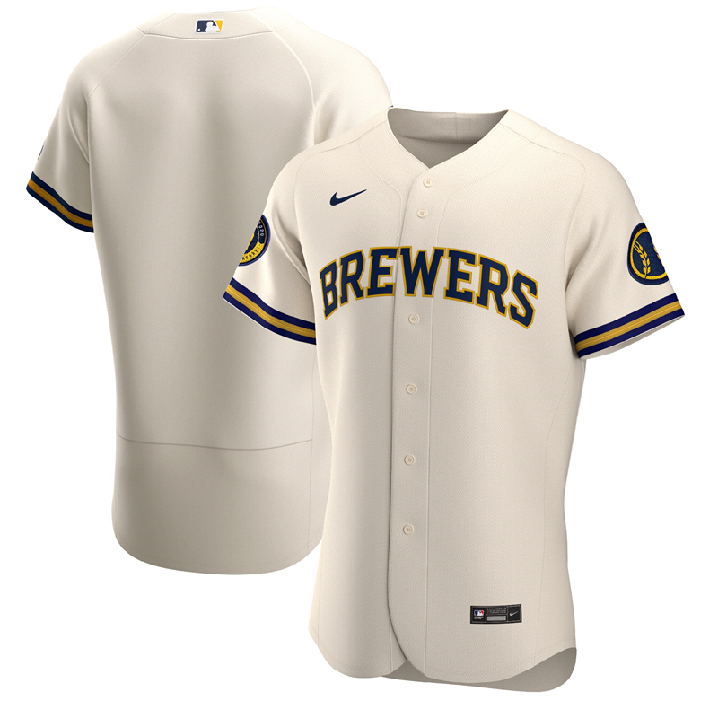 2020 MLB Men Milwaukee Brewers Nike Cream Home 2020 Authentic Team Jersey 1->minnesota twins->MLB Jersey